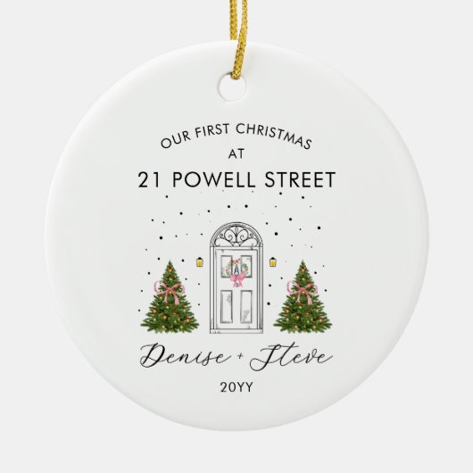 First Home Address Christmas Keepsake Keramisch Ornament (Voorkant)