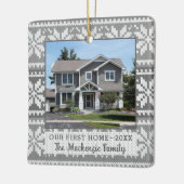 First Home Snowflake Sweater Foto gepersonaliseerd Keramisch Ornament (Links)