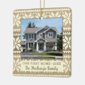 First Home Snowflake Sweater Foto gepersonaliseerd Keramisch Ornament (Links)