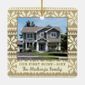 First Home Snowflake Sweater Foto gepersonaliseerd Keramisch Ornament (Achterkant)