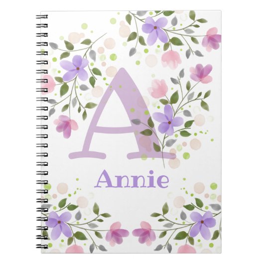 First Initiaal Plus Name Annie met Flowers Notitieboek (Voorkant)