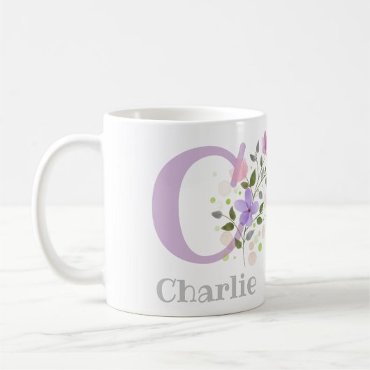 First Initiaal Plus Name Charlie met Flowers Koffiemok (Links)