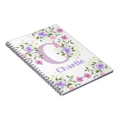 First Initiaal Plus Name Charlie met Flowers Notitieboek (Rechterzijde)