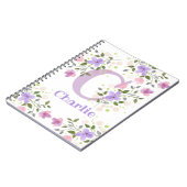 First Initiaal Plus Name Charlie met Flowers Notitieboek (Linkerzijde)