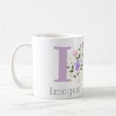 First Initiaal Plus Name Imogen with Flowers Koffiemok (Links)