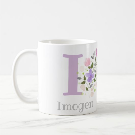 First Initiaal Plus Name Imogen with Flowers Koffiemok (Links)