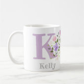 First Initiaal Plus Name Kelly met Flowers Koffiemok (Links)