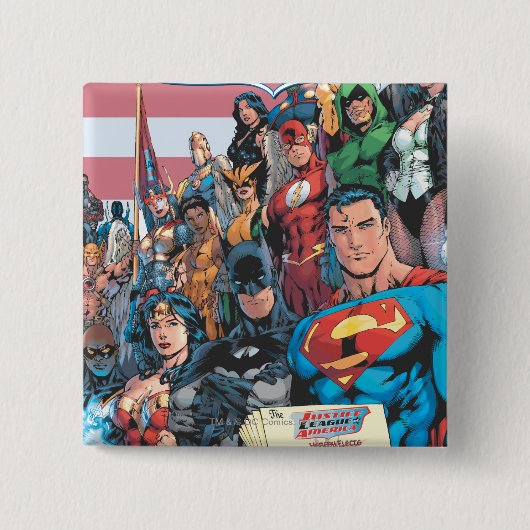 First Issue Justice League of America Vierkante Button 5,1 Cm (Voorkant)