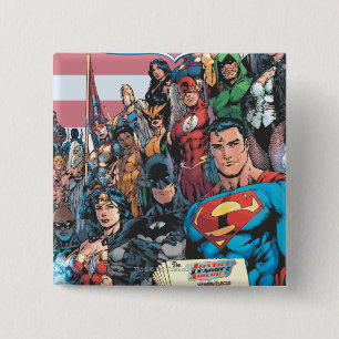 First Issue Justice League of America Vierkante Button 5,1 Cm