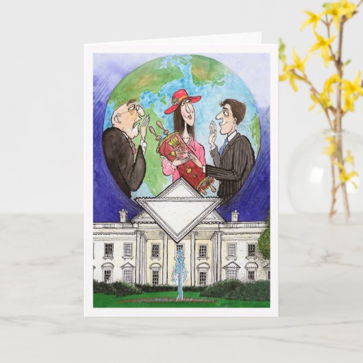 First Jewish President Bar & Bat Mitzvah Card Kaart (Gele Bloem)