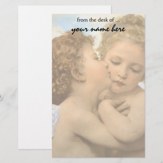 First Kiss (engeldetail) van Bouguereau Briefpapier (Voorkant / Achterkant)