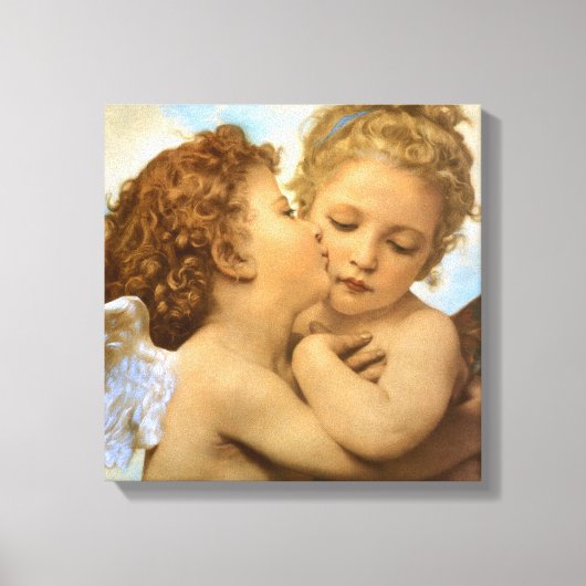 First Kiss (engeldetail) van Bouguereau Canvas Afdruk (Voorkant)