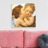 First Kiss (engeldetail) van Bouguereau Canvas Afdruk (Insitu (Woonkamer))
