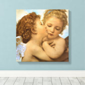 First Kiss (engeldetail) van Bouguereau Canvas Afdruk (Insitu (Houten vloer))