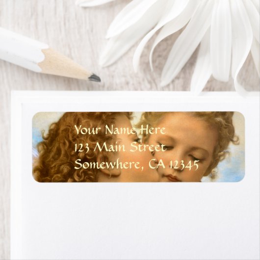 First Kiss (engeldetail) van Bouguereau Etiket (Insitu)