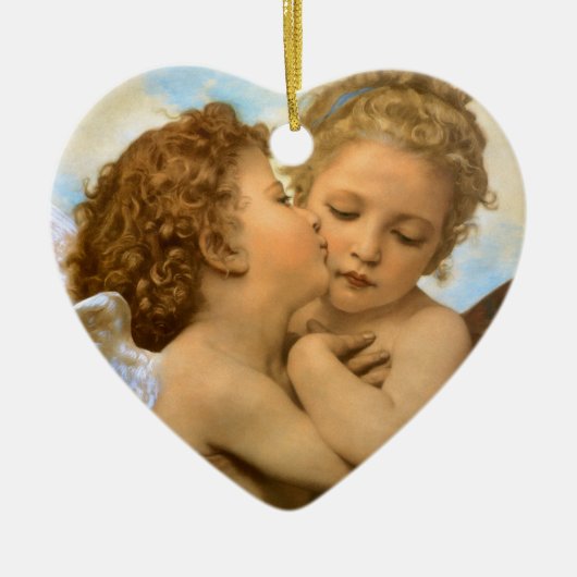 First Kiss (engeldetail) van Bouguereau Keramisch Ornament (Voorkant)