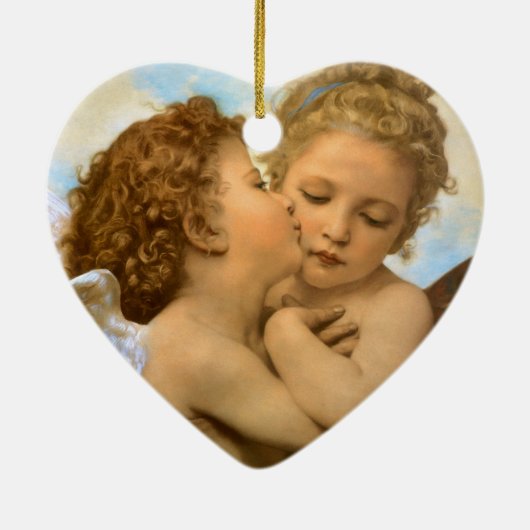 First Kiss (engeldetail) van Bouguereau Keramisch Ornament (Achterkant)