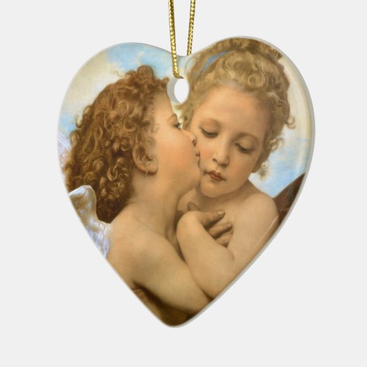 First Kiss (engeldetail) van Bouguereau Keramisch Ornament (Links)