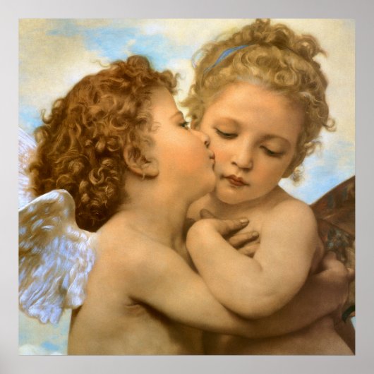 First Kiss (engeldetail) van Bouguereau Poster (Voorkant)