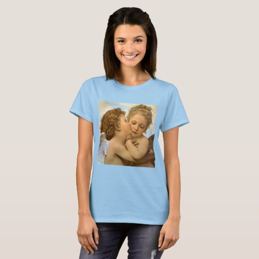 First Kiss (engeldetail) van Bouguereau T-shirt (Voorkant volledig)