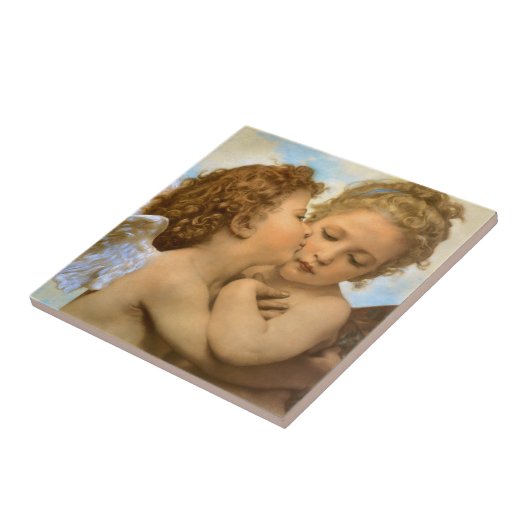 First Kiss (engeldetail) van Bouguereau Tegeltje (Zijkant)