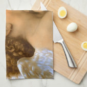 First Kiss (engeldetail) van Bouguereau Theedoek (Quarter Fold)