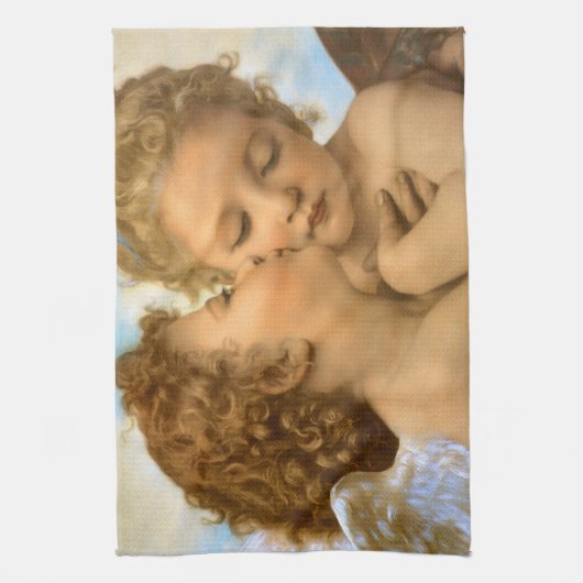 First Kiss (engeldetail) van Bouguereau Theedoek (Verticaal)