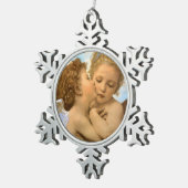 First Kiss (engeldetail) van Bouguereau Tin Sneeuwvlok Ornament (Rechts)