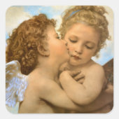 First Kiss (engeldetail) van Bouguereau Vierkante Sticker (Voorkant)