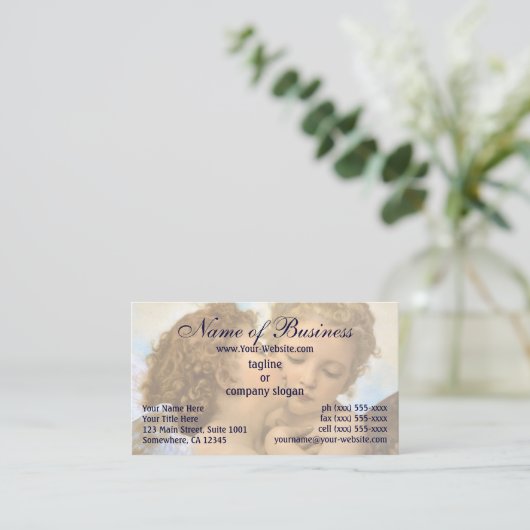 First Kiss, L'Amour et Psyché, Enfants, Bouguereau Visitekaartje (Staand voorkant)