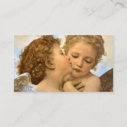 First Kiss, L'Amour et Psyché, Enfants, Bouguereau Visitekaartje (Achterkant)