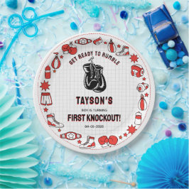First Knockout Boksen 1e Verjaardag – Leuke Kinder Papieren Bordje