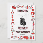 First Knockout Boxing 1st Birthday – Fun Kids Bedankkaart (Voorkant)