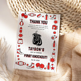 First Knockout Boxing 1st Birthday – Fun Kids Bedankkaart