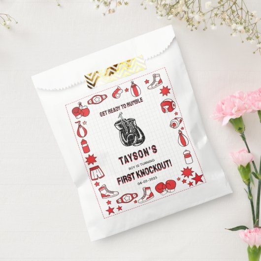First Knockout Boxing 1st Birthday – Fun Kids  Bedankzakje (Gezegeld)