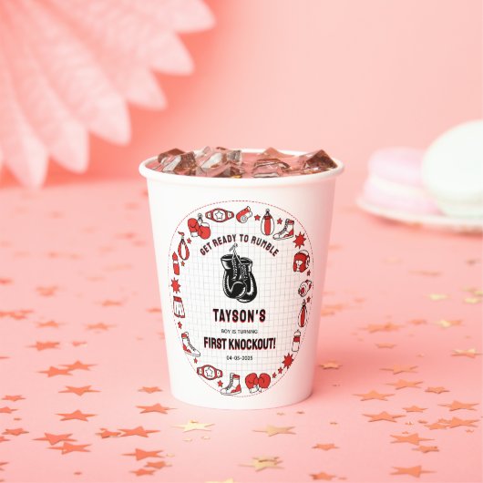 First Knockout Boxing 1st Birthday – Fun Kids Papieren Bekers (Insitu)
