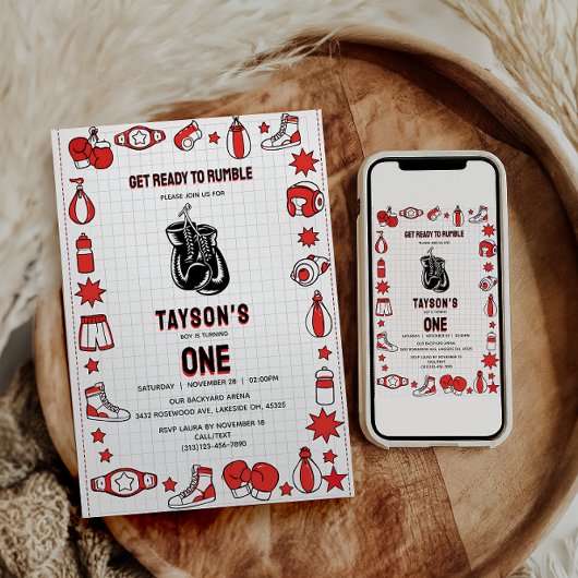 First Knockout Boxing 1st Birthday – Fun Kids Part Kaart