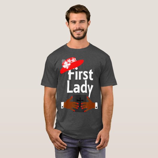 First Lady Pastors Vrouw Christelijk Religious Red T-shirt (Voorkant volledig)