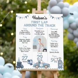First Lap Around The Track Birthday Milestone Sign Poster