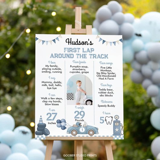 First Lap Around The Track Birthday Milestone Sign Poster