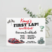 First Lap Around the Track,Kids' F1 Birthday Party Kaart (Staand voorkant)