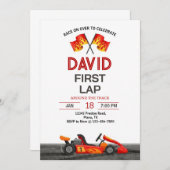 First Lap Around The Track Race Car 1st Birthday Kaart (Voorkant / Achterkant)