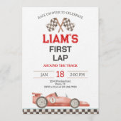 First Lap Around The Track Race Car 1st Birthday Kaart (Voorkant)