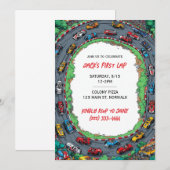 First Lap Boy's First Birthday Invitation  Kaart (Voorkant / Achterkant)