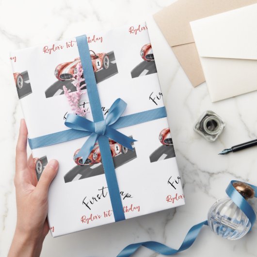 First Lap Race Car 1st Birthday Cadeaupapier (Geschenken)