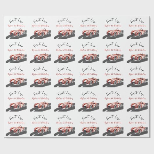 First Lap Race Car 1st Birthday  Cadeaupapier (Vlak)