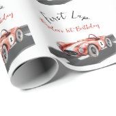 First Lap Race Car 1st Birthday Cadeaupapier (Rol Hoek)