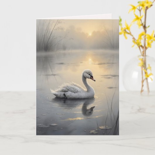 First Light Kin Swan Greeting Card Kaart (Gele Bloem)