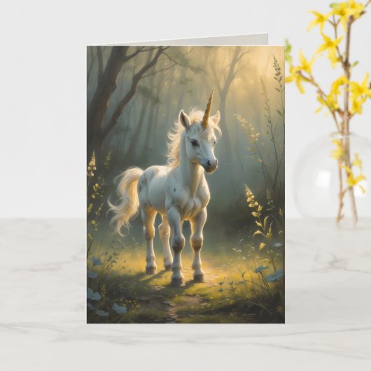 First Light Kin Unicorn Greeting Card  Kaart (Gele Bloem)