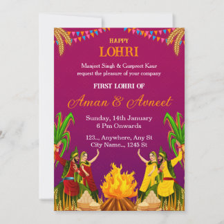 First Lohri Celebration Invitation Card Kaart